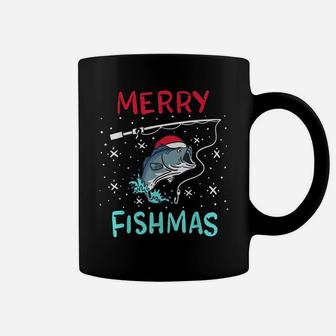 Merry Christmas Fishmas Funny Fishing Fish Reel Gift Present Coffee Mug | Crazezy