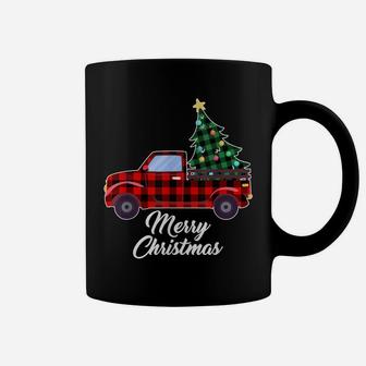 Merry Christmas Tree Buffalo Plaid Red Truck Coffee Mug | Crazezy CA