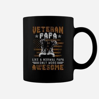 Military Veteran Papa Vintage Us American Flag Fathers Day Coffee Mug | Crazezy AU