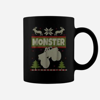 Monster Truck Ugly Christmas Sweater Shirt Big Cars Xmas Tee Coffee Mug | Crazezy
