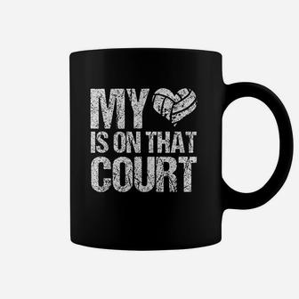 My Heart Is On That Court Volleyball Mom Coffee Mug | Crazezy