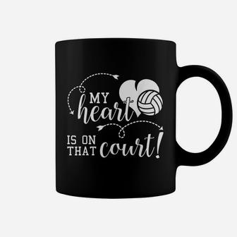 My Heart Is On That Volleyball Court High School Mom Dad Coffee Mug | Crazezy AU