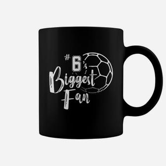 Number 6s Biggest Fan Soccer Player Mom Dad Family Coffee Mug | Crazezy