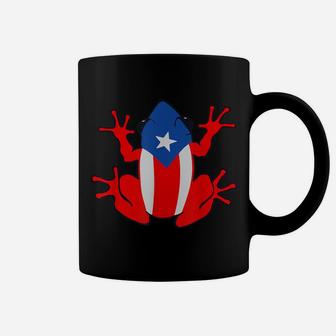Patriotic Puerto Rico Flag Frog Puero Rican Culture Roots Coffee Mug | Crazezy