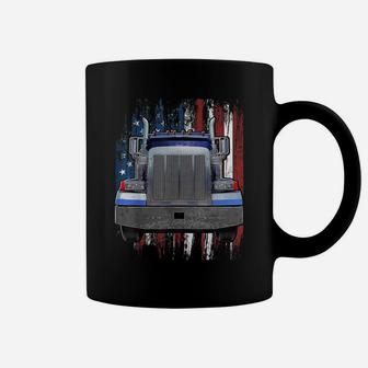 Patriotic Truck Driver American Flag Shirt Trucker Gifts Men Coffee Mug | Crazezy