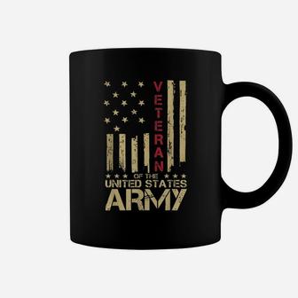 Patriotic US Army Veteran Red Line American Flag Vintage Coffee Mug | Crazezy