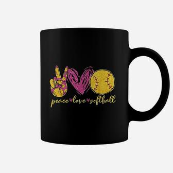 Peace Love Softball Cute Softball Lover Mothers Day Coffee Mug | Crazezy