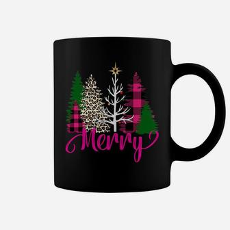Pink Buffalo Plaid Christmas Tree Leopard Merry Christmas Sweatshirt Coffee Mug | Crazezy