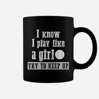 Play Like A Girl Softball Team Funny Coffee Mug | Crazezy