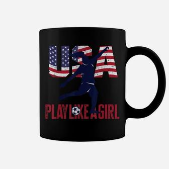 Play Like Girl Usa Flag Football Team Women Game Goal Score Coffee Mug | Crazezy
