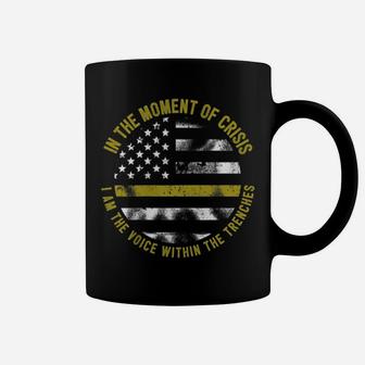 Police And Fire 911 Dispatcher Thin Gold Line Flag Coffee Mug | Crazezy