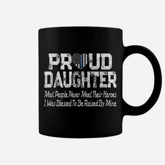 Proud Daughter Thin Blue Line Flag Heart Police Support Coffee Mug | Crazezy
