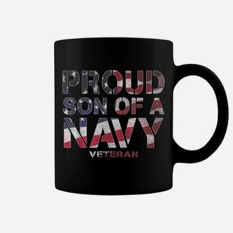 Proud Son Retired United States Veteran Navy Usa Flag Coffee Mug | Crazezy