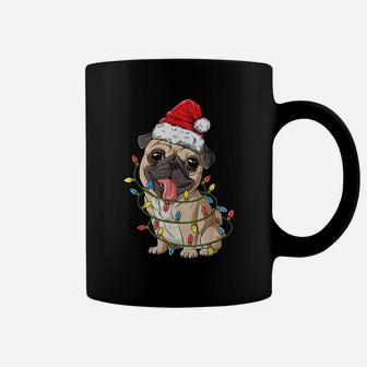 Pug Christmas Tree Lights Santa Dog Xmas Gifts Boys Pugmas Coffee Mug | Crazezy