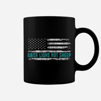 Raise Lions Not Sheep American Patriot Dad Patriotic Lion Coffee Mug | Crazezy AU