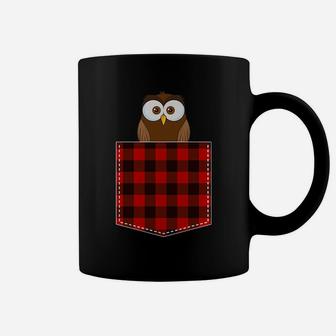 Red Plaid Owl In Pocket Buffalo Family Pajama Christmas Coffee Mug | Crazezy