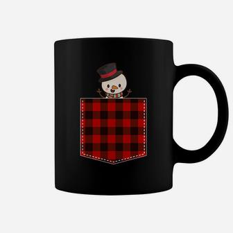 Red Plaid Snowman In Pocket Buffalo Family Pajama Christmas Coffee Mug | Crazezy DE