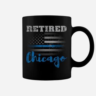 Retired Police Officer Chicago American Flag Design Sweatshirt Coffee Mug | Crazezy