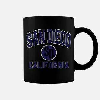 San Diego SD Varsity Style Navy Blue Print Coffee Mug | Crazezy CA