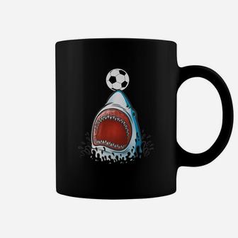 Shark Soccer Shirt, Funny Cute Animal Lover Sports Gift Boys Coffee Mug | Crazezy