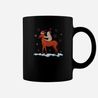 Sloth Riding Horse Walking Around Snow Christmas Cute Coffee Mug | Crazezy