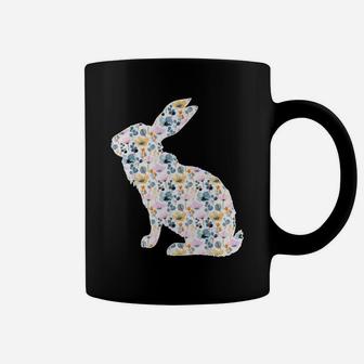 Spring Flowers Bunny Silhouette Easter Gift Rabbit Lover Coffee Mug | Crazezy