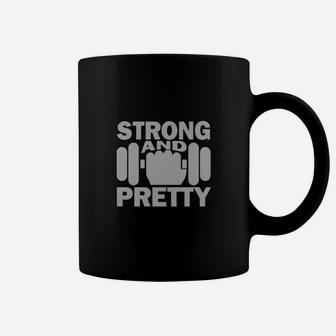 Strong And Pretty Strength Fitness Sport Gym Dumbbell Coffee Mug | Crazezy