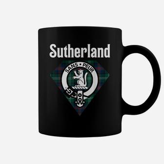 Sutherland Clan Scottish Name Coat Of Arms Tartan Coffee Mug | Crazezy