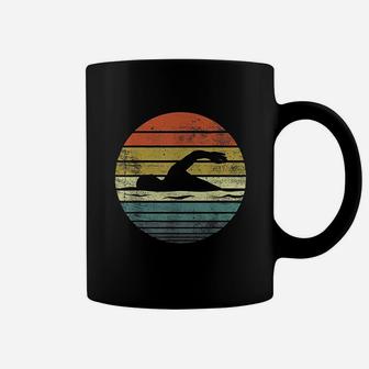 Swimmer Gifts Funny Retro Vintage Sunset Swim Coach Swimming Coffee Mug | Crazezy