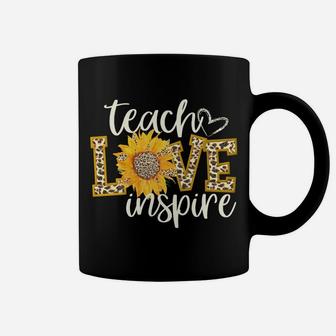 Teach Love Inspire Cute Sunflower Leopard Cheetah Print Gift Sweatshirt Coffee Mug | Crazezy AU