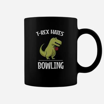Tee Rex Hates Bowling Funny Short Arms Dinosaur Coffee Mug | Crazezy