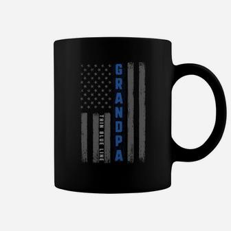 Thin Blue Line Grandpa American Flag Police Fathers Day Gift Sweatshirt Coffee Mug | Crazezy UK