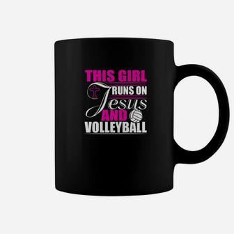This Girl Runs On Jesus And Volleyball Christian Coffee Mug | Crazezy CA