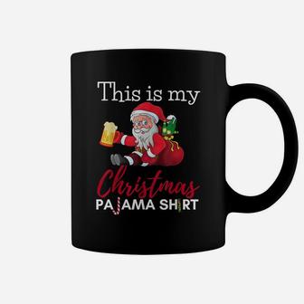 This Is My Christmas Pajama Beer Drinking Santa Funny Mens Coffee Mug | Crazezy