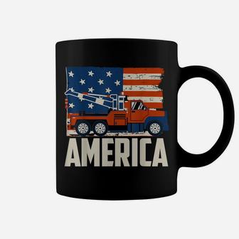 Tow Truck Driver T-Shirt - American Flag With Tow Truck Coffee Mug | Crazezy