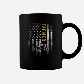 Tractor American Usa Flag Funny Farmer Rancher Gifts Farming Coffee Mug | Crazezy CA