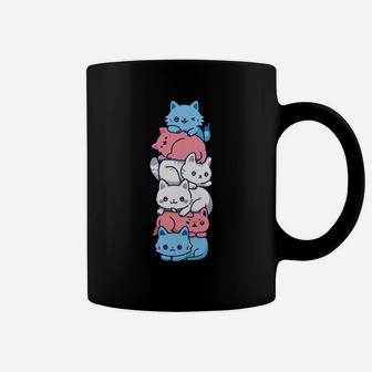 Transgender Pride Cat LGBT Trans Flag Cute Cats Pile Gifts Coffee Mug | Crazezy AU