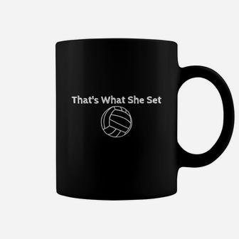 Trending Volleyball | That's What She Set Coffee Mug | Crazezy