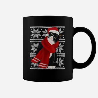Ugly Christmas Black Cat Santa Hat Scarf Holiday Cute Gift Coffee Mug | Crazezy