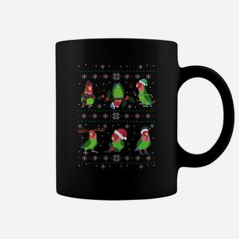 Ugly Christmas Rosy Faced Lovebird Green Parrot Owner Coffee Mug | Crazezy UK