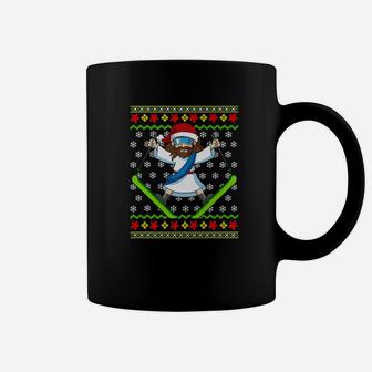 Ugly Christmas Sweater Kids Jesus Skiing Gift Coffee Mug | Crazezy