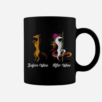 Unicorn Before And After Wine Party Pole Dancing Coffee Mug | Crazezy
