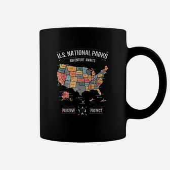 Us National Parks Map Preserve Protect Hiking Camping Coffee Mug | Crazezy