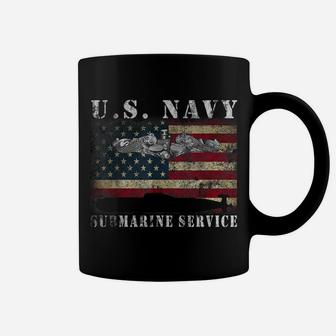 US Navy Submarine Service American Flag Vintage Tshirt Coffee Mug | Crazezy