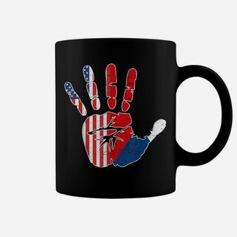 USA Czech Republic Handprint Flag | Proud American Heritage Coffee Mug | Crazezy CA