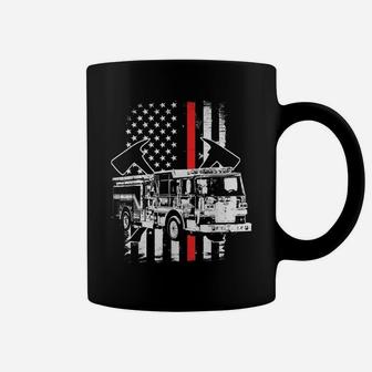 USA Flag Fire Truck Firefighter Thin Red Line Fireman Gift Coffee Mug | Crazezy CA