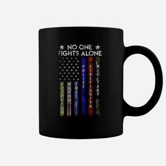 Usa Flag Thin Line Military Police Nurse No-One Fight Alone Sweatshirt Coffee Mug | Crazezy AU