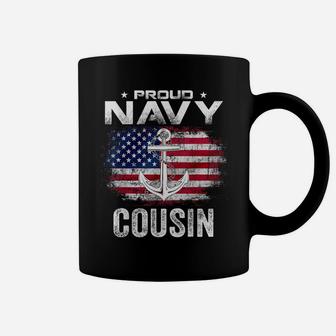 Vintage Proud Navy Cousin With American Flag Gift Veteran Coffee Mug | Crazezy