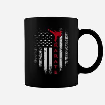 Vintage Usa Red White Karate American Flag Cool Gift Coffee Mug | Crazezy