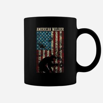 Welding Patriotic Distressed USA American Flag Gift Welder Zip Hoodie Coffee Mug | Crazezy